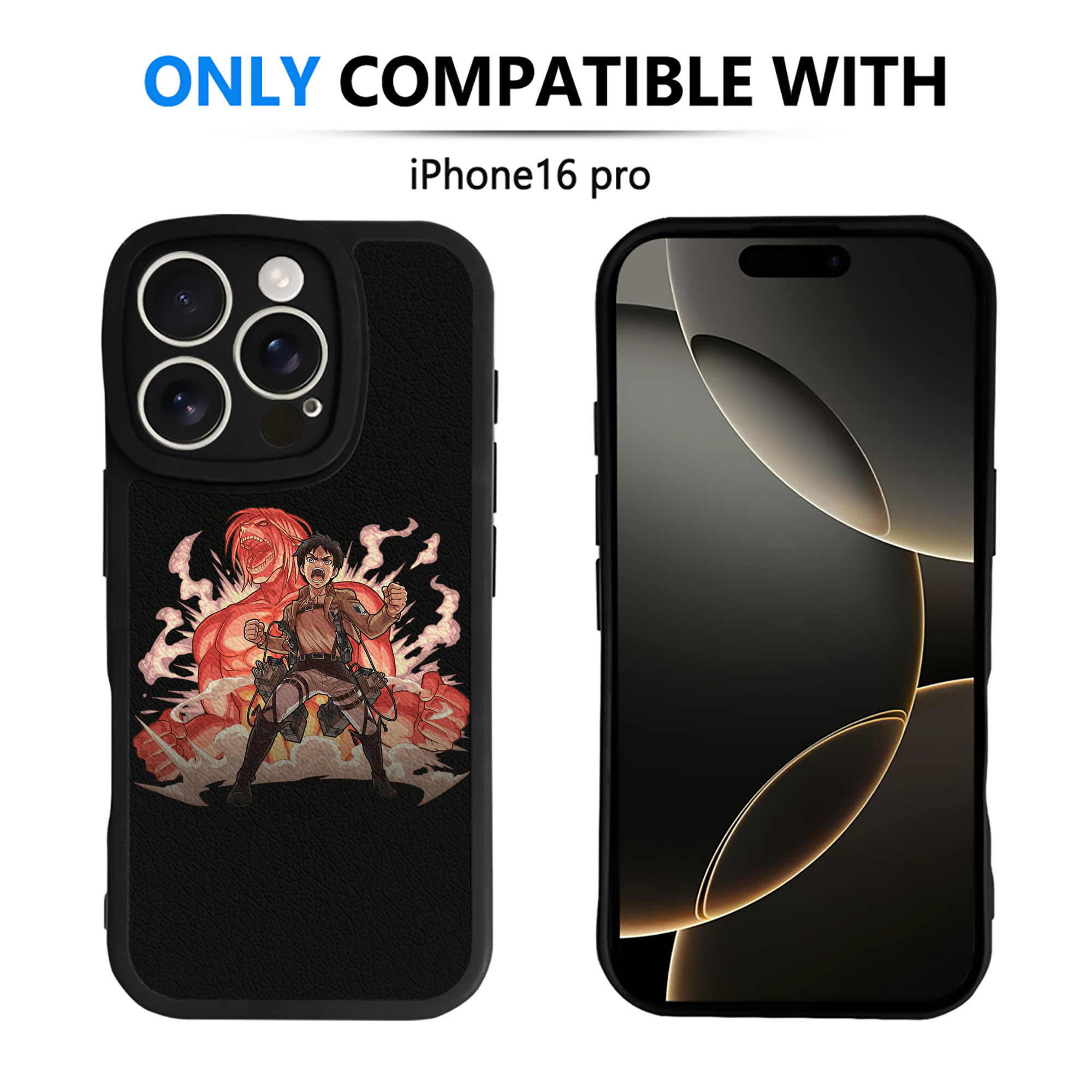 （画像用） 進撃の巨人 エレン･イェーガー Attack on Titan Eren Jäger 【iPhone 16シリーズ対応】シリコンスマホケース（レザー調） 材質：シリコン